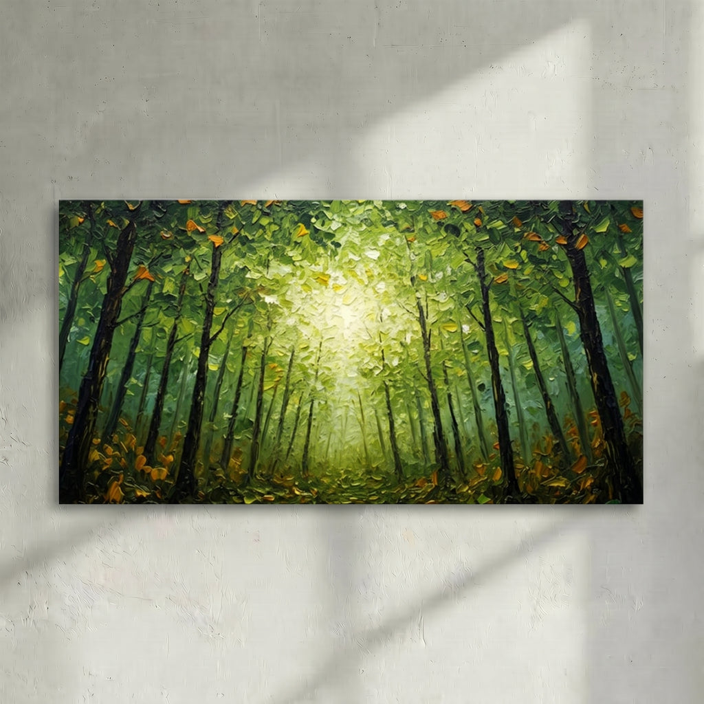 Enchanted Forest Green Sunlight Painting