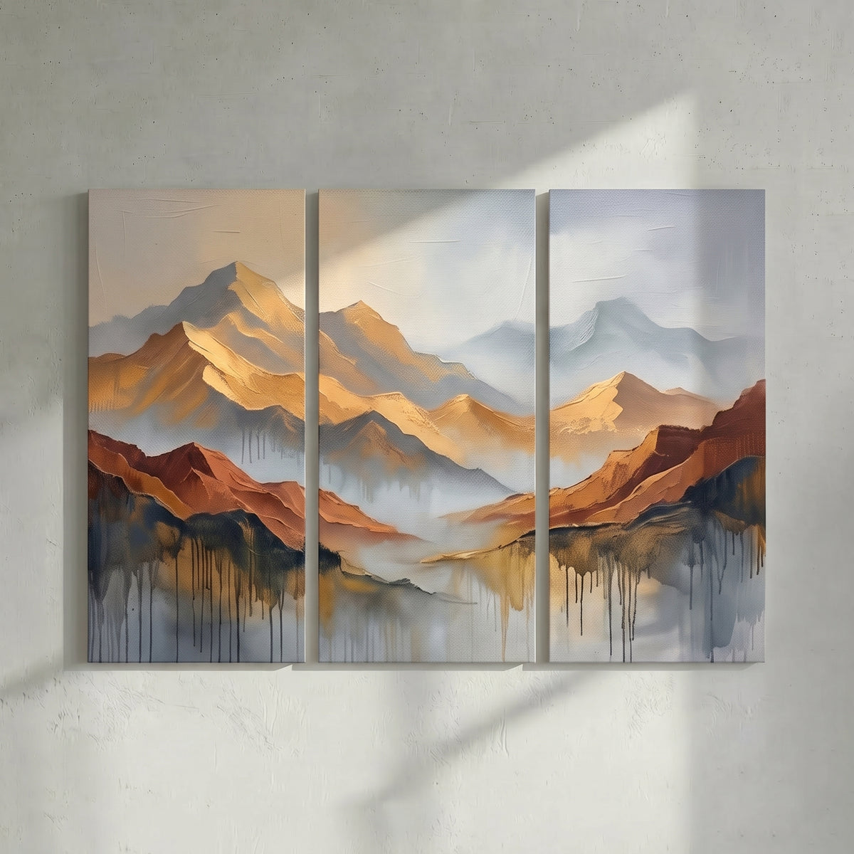 Golden Mountain Triptych Painting