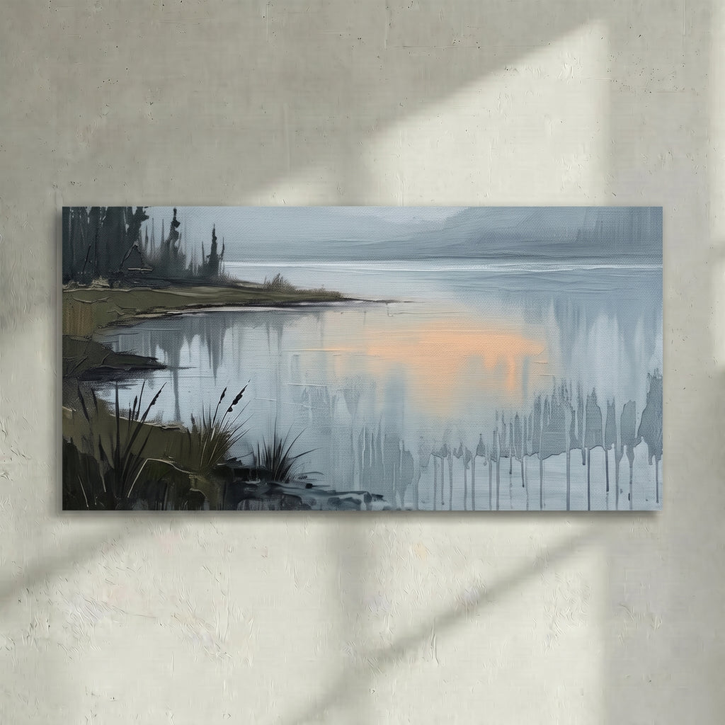 Misty Grey Lake Painting
