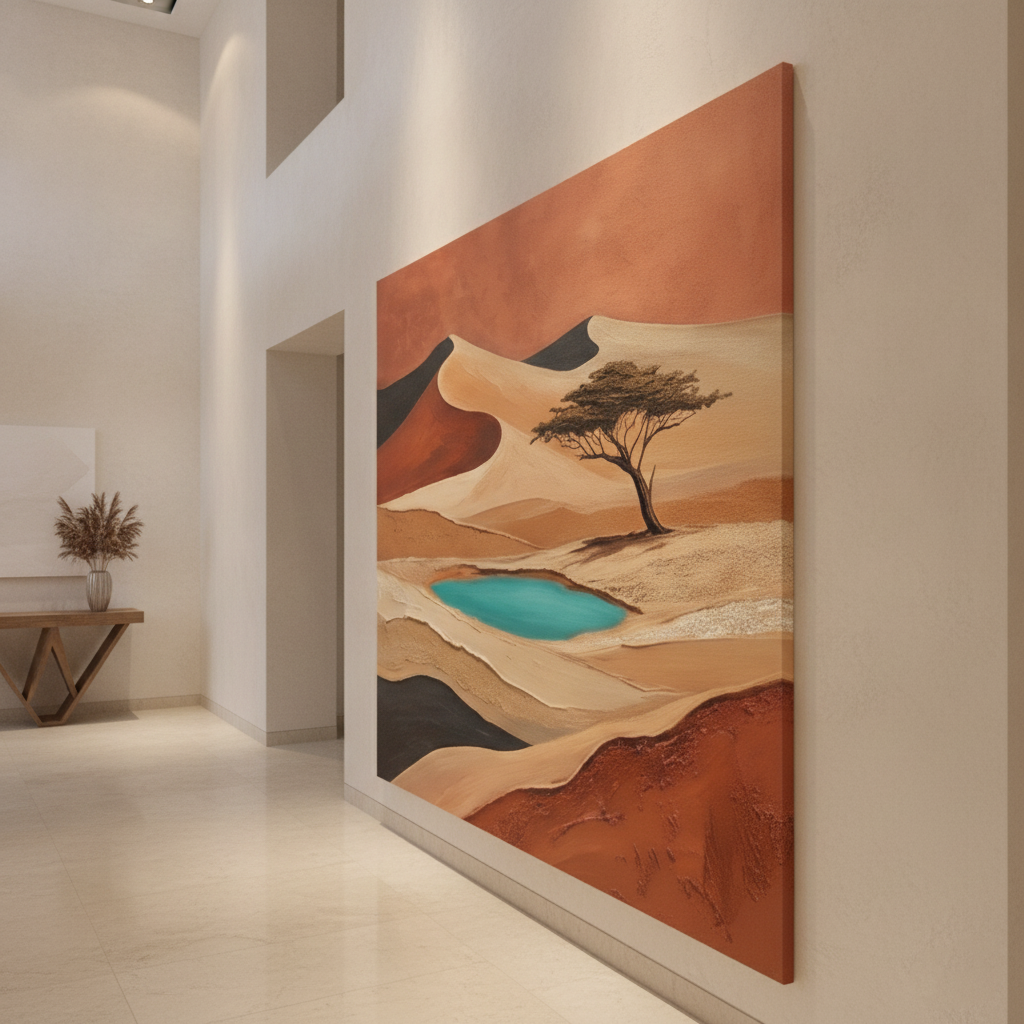 Desert Oasis Teal Lake Painting
