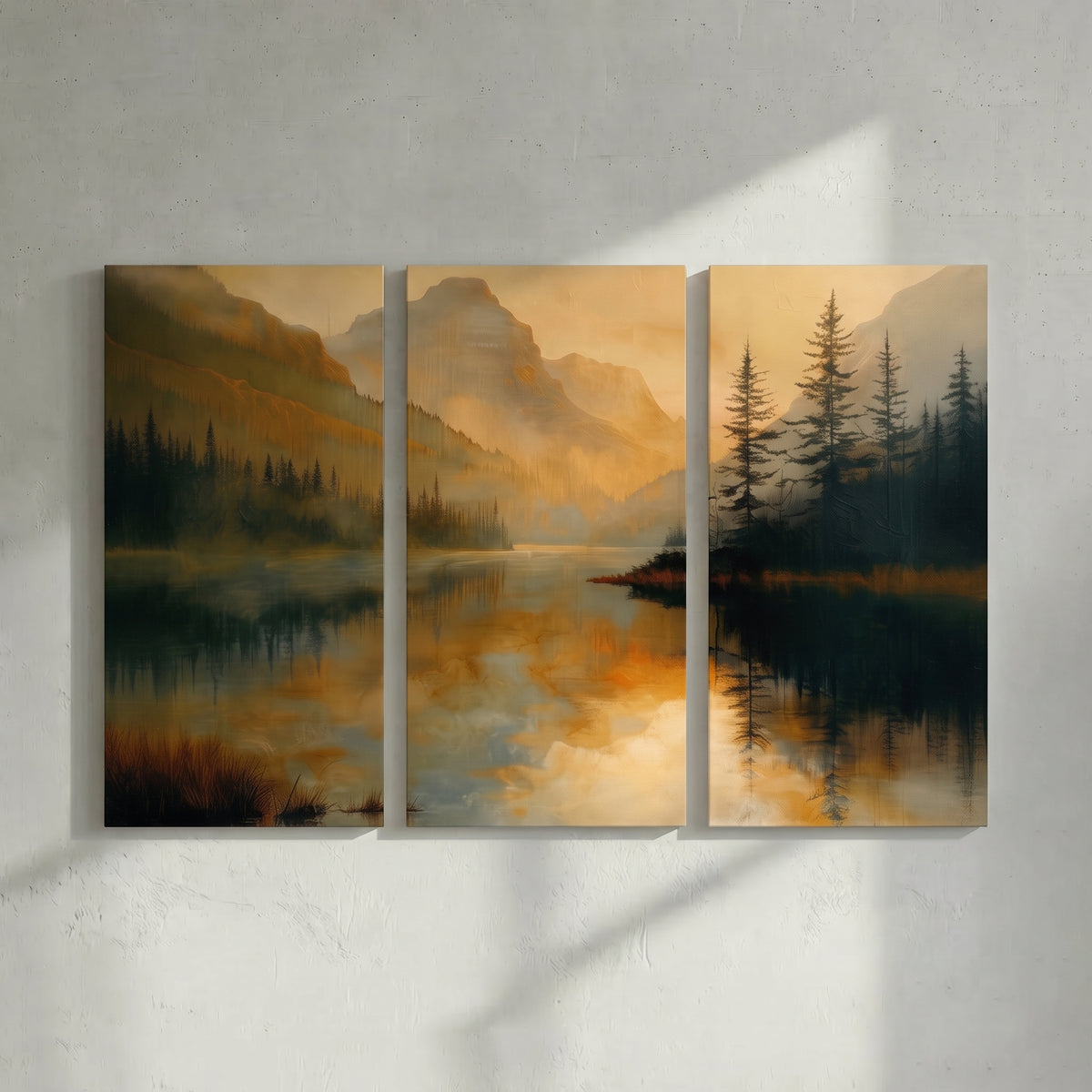 Golden Hour Mountain Lake Painting
