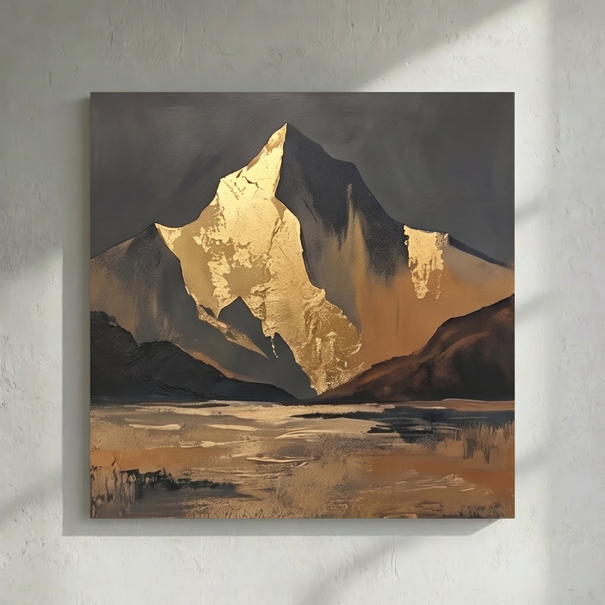 Gold Leaf Mountain Black Painting