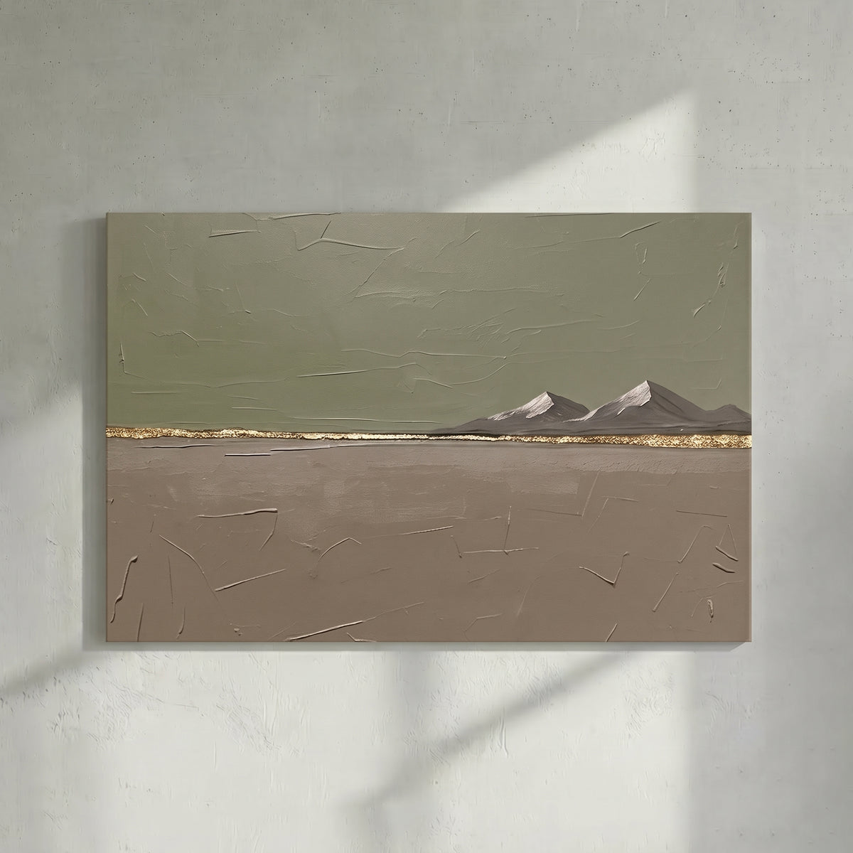 Minimalist Desert Mountain Olive Green Painting