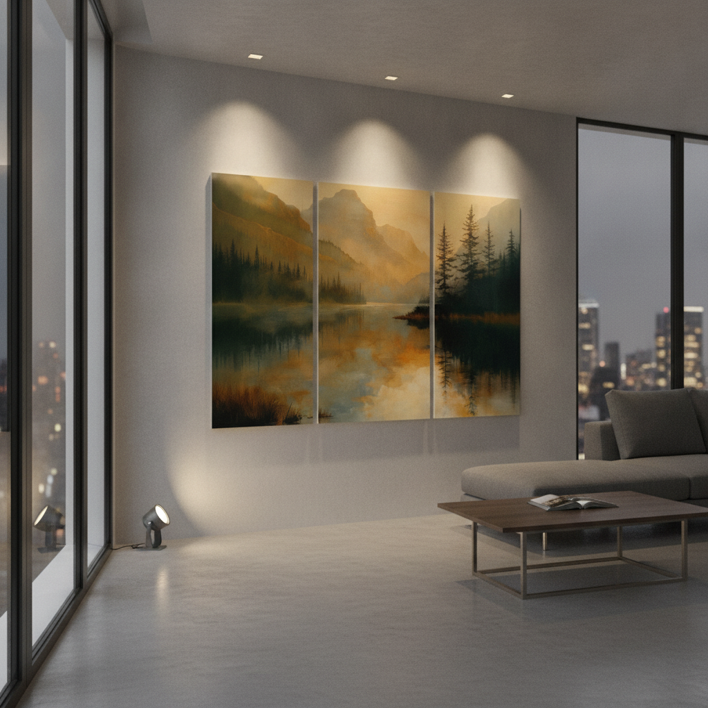 Golden Hour Mountain Lake Painting