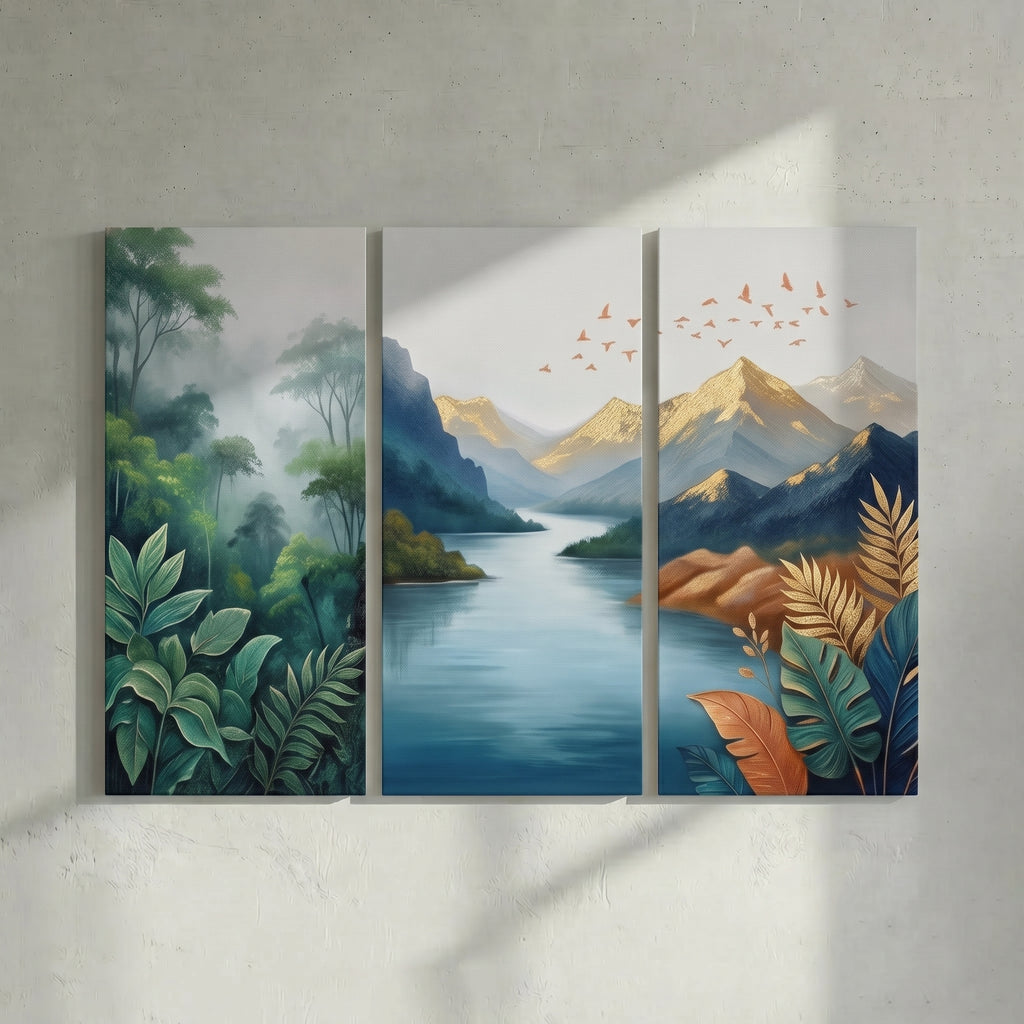 Tropical Jungle Mountain River Painting