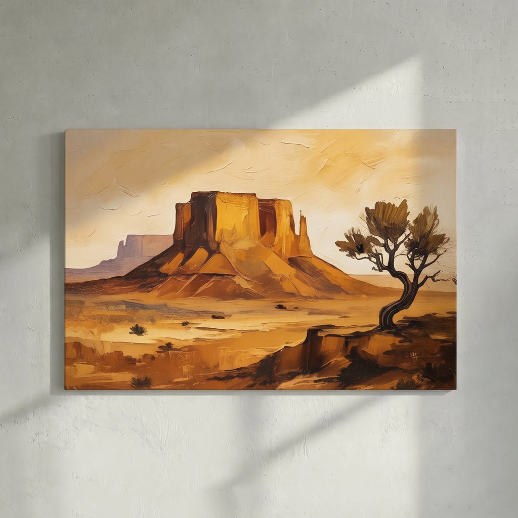 Desert Mesa Butte Lone Tree Painting