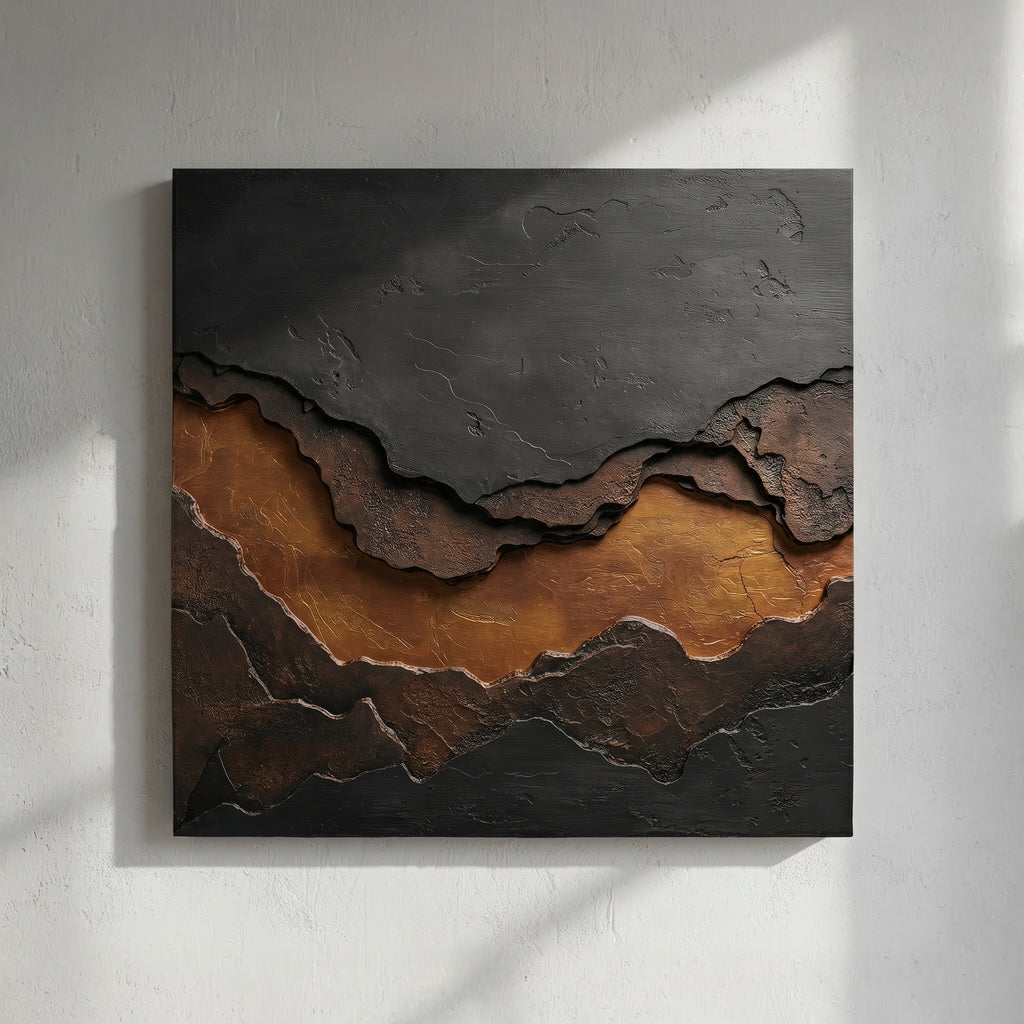 Layered Stone Texture Abstract Wall Art – Dark Modern Décor