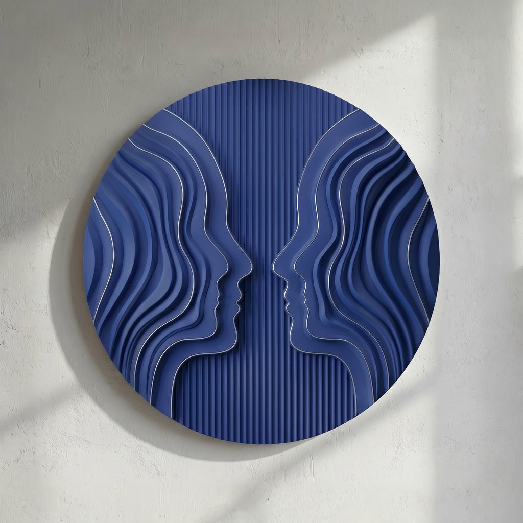 Blue Wave Dual Face Circular 3D Wall Art