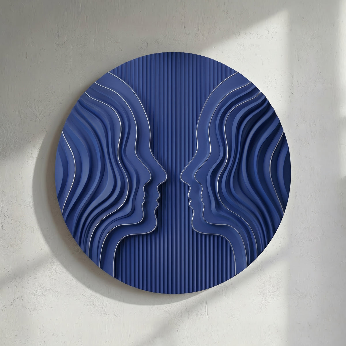 Blue Wave Dual Face Circular 3D Wall Art