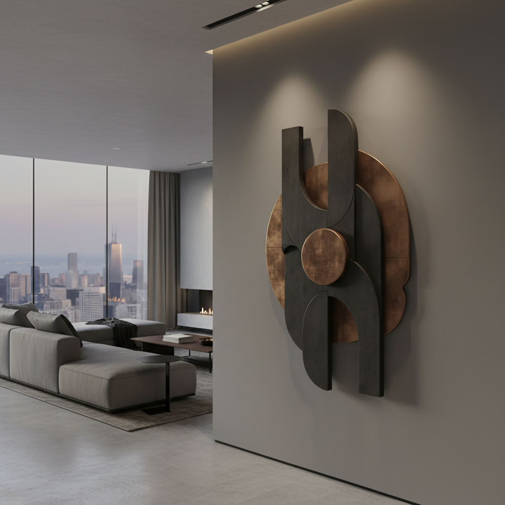 Black & Bronze Circular Arch 3D Wall Art