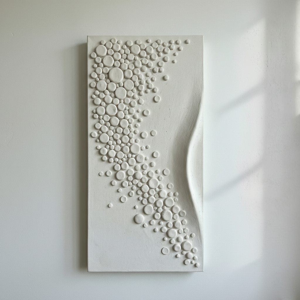 White Bubble Dot 3D Wall Art Minimalist Textured Canvas