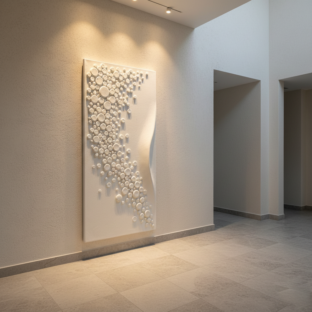 White Bubble Dot 3D Wall Art Minimalist Textured Canvas