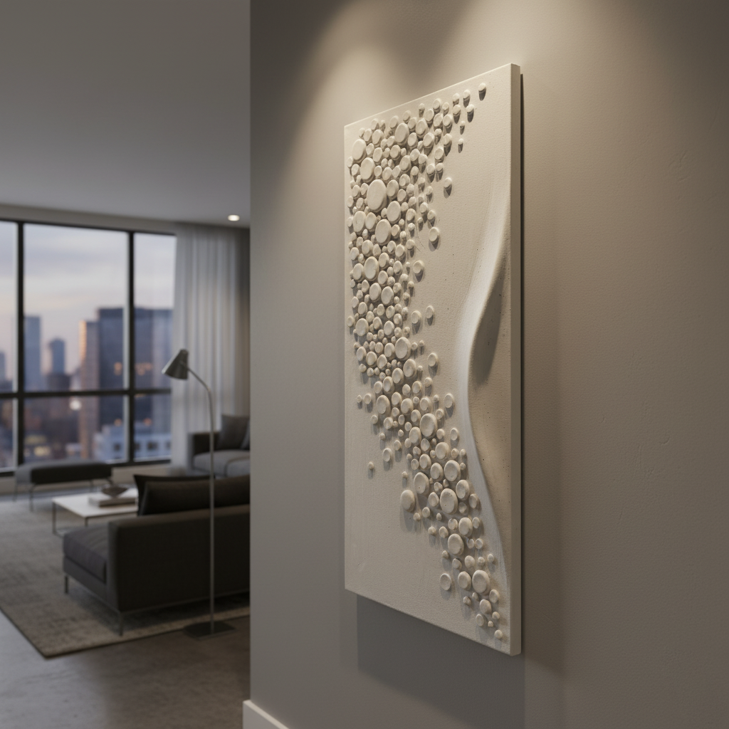 White Bubble Dot 3D Wall Art Minimalist Textured Canvas