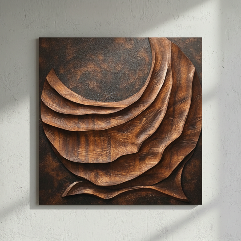 Brown Wood Layered Circle 3D Wall Art Rustic Organic Large