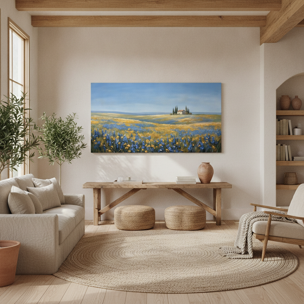 Tuscany Wildflower Blue Yellow Painting