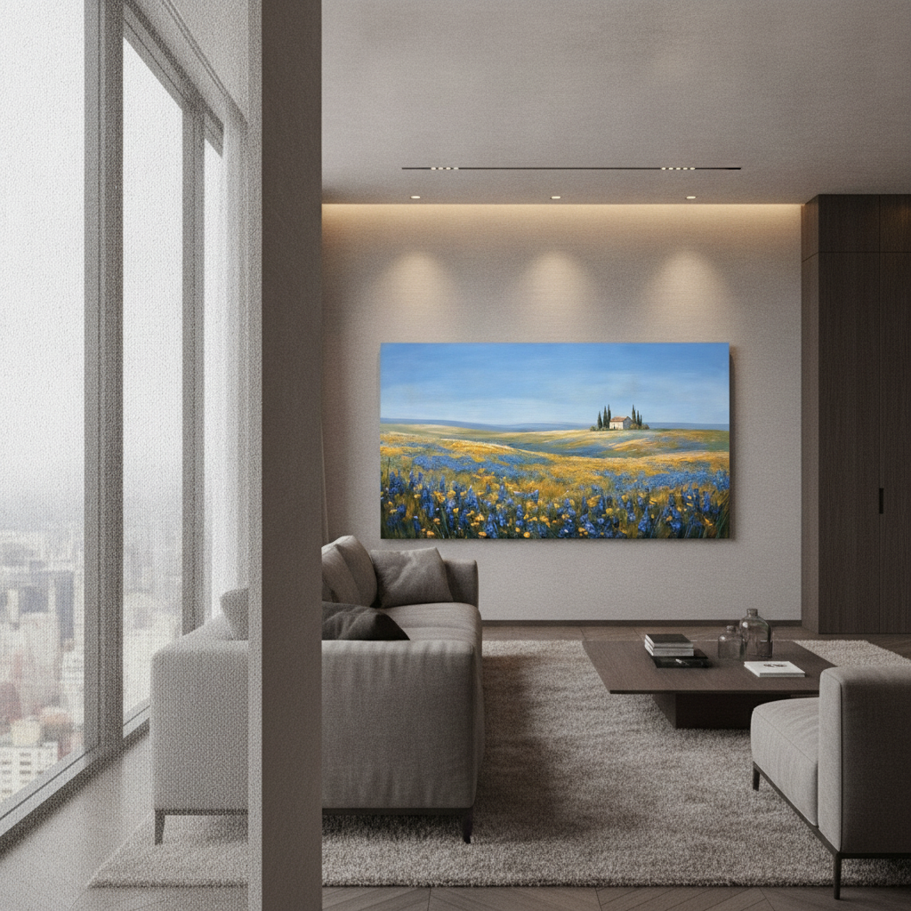 Tuscany Wildflower Blue Yellow Painting