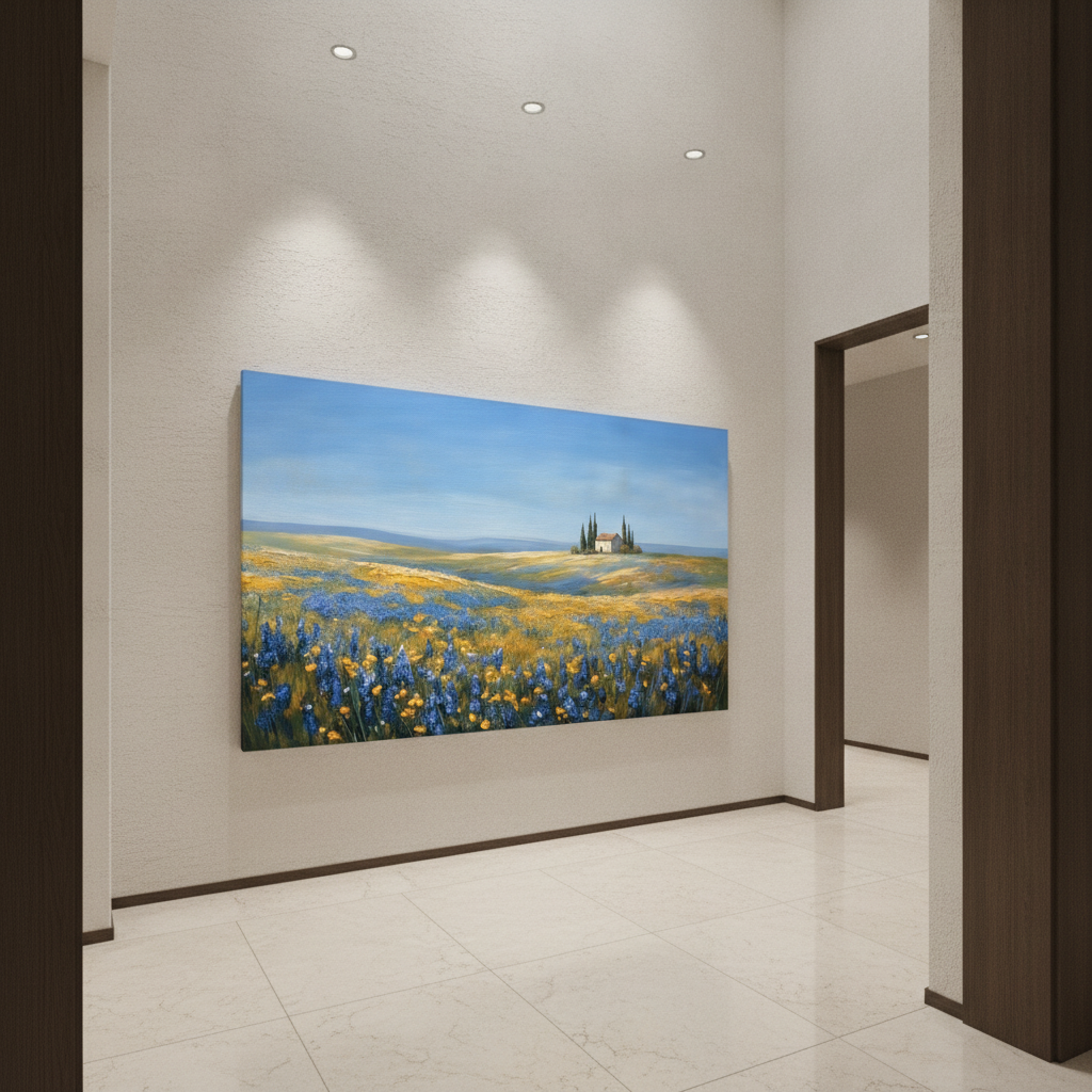 Tuscany Wildflower Blue Yellow Painting