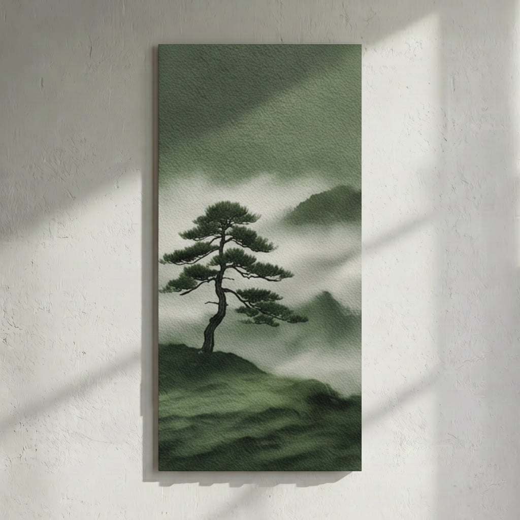 Japanese Pine Misty Mountain Painting