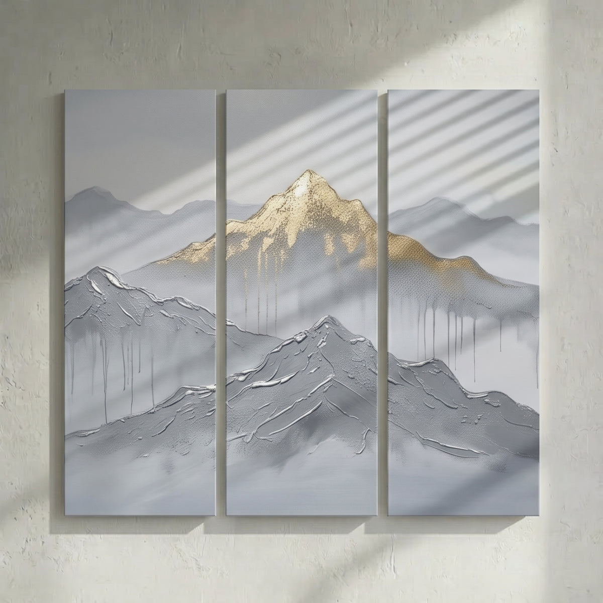 Silver Gold Mountain Drip Painting