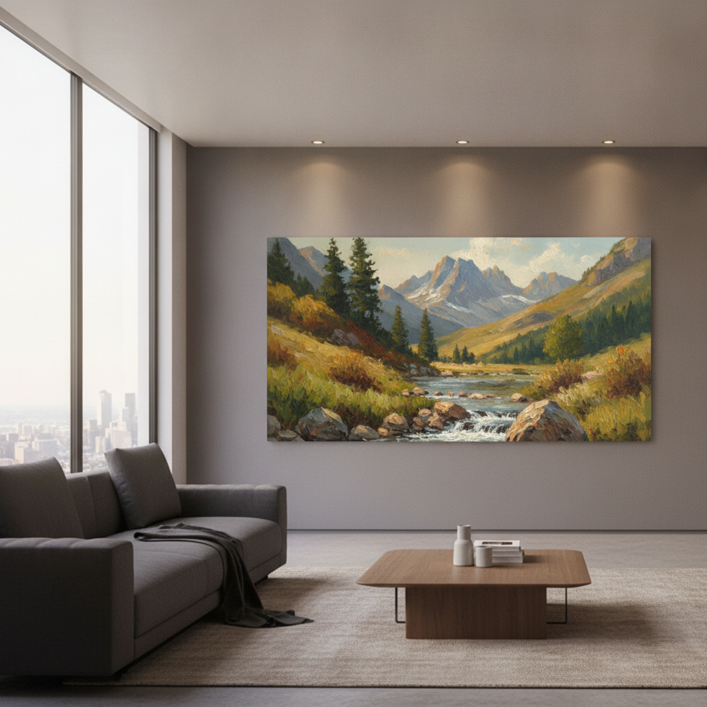 Rocky Mountain River Valley Painting