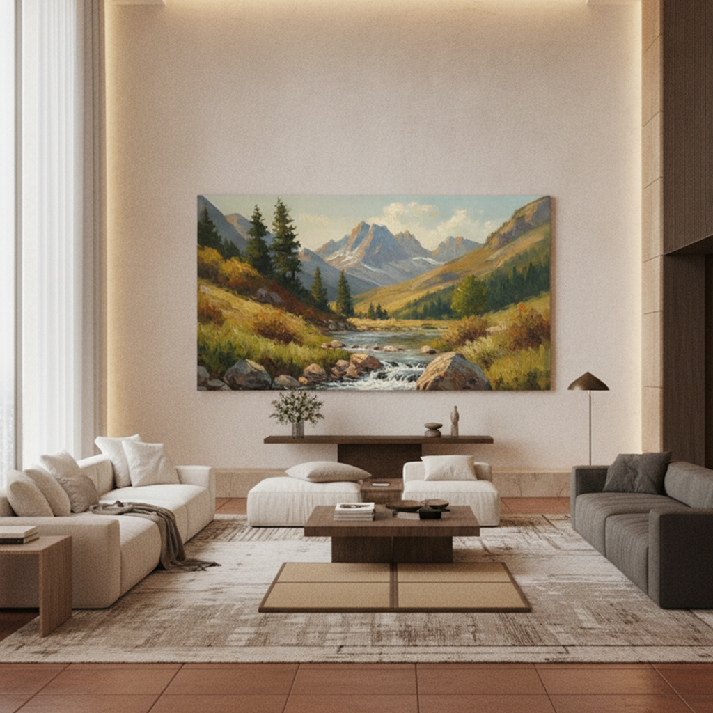 Rocky Mountain River Valley Painting