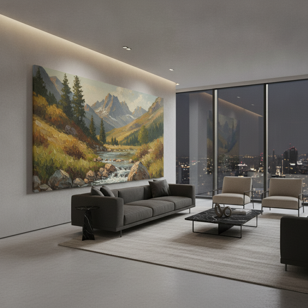 Rocky Mountain River Valley Painting