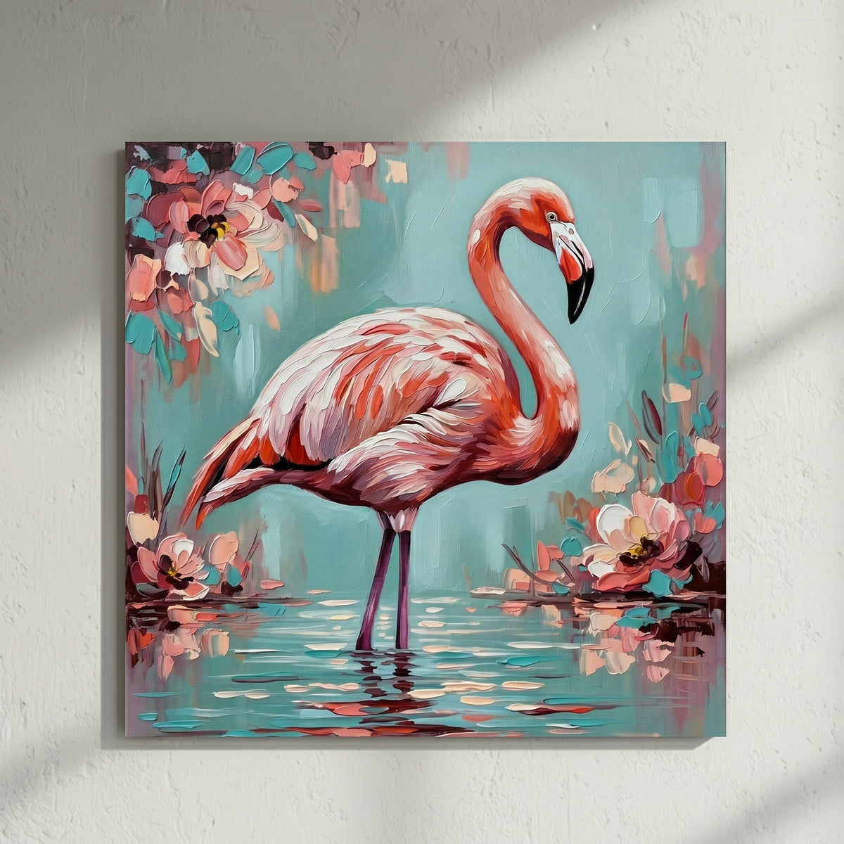 Pink Flamingo Tropical Painting