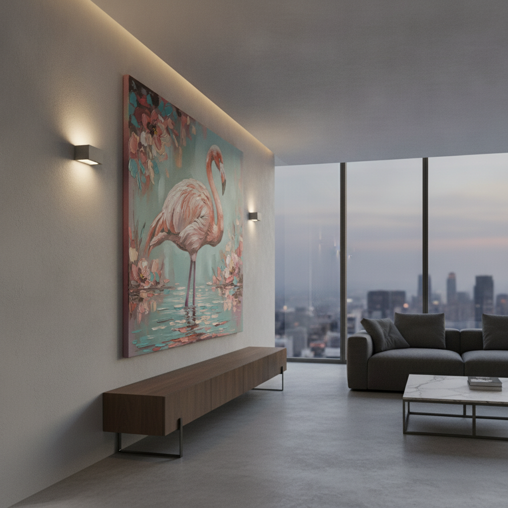 Pink Flamingo Tropical Painting