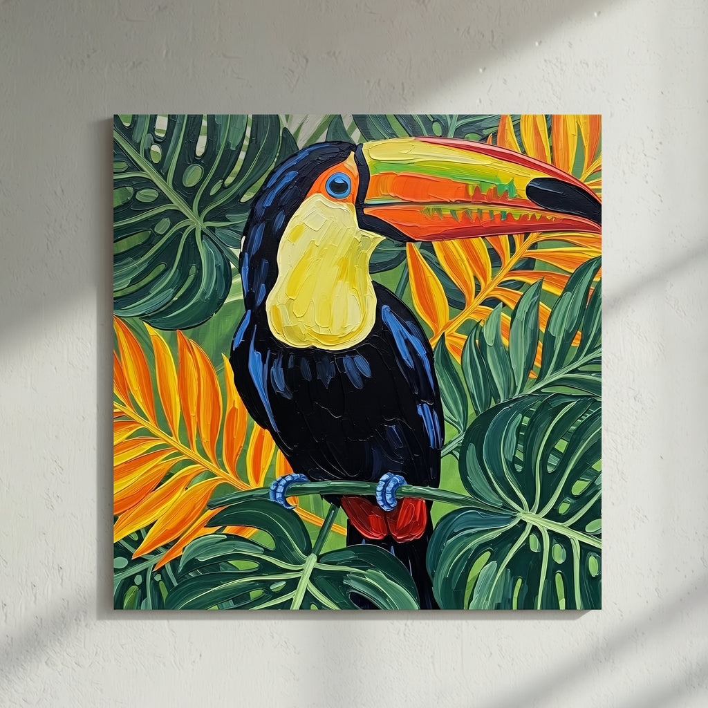Toucan Jungle Leaf Painting