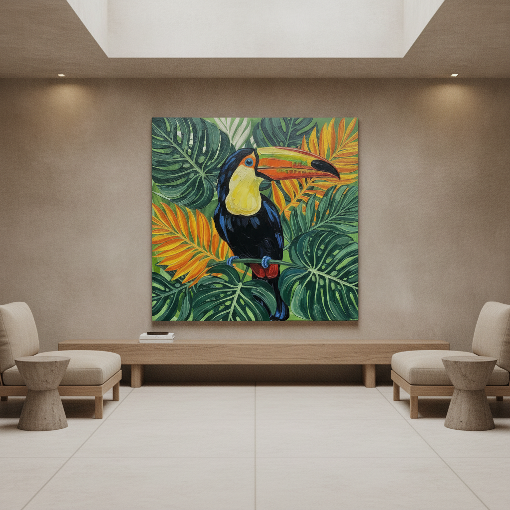 Toucan Jungle Leaf Painting