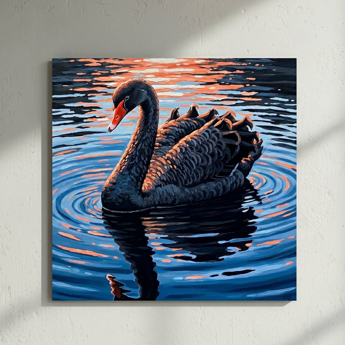 Black Swan Sunset Painting