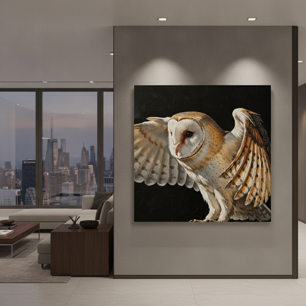Barn Owl Wings Spread Painting