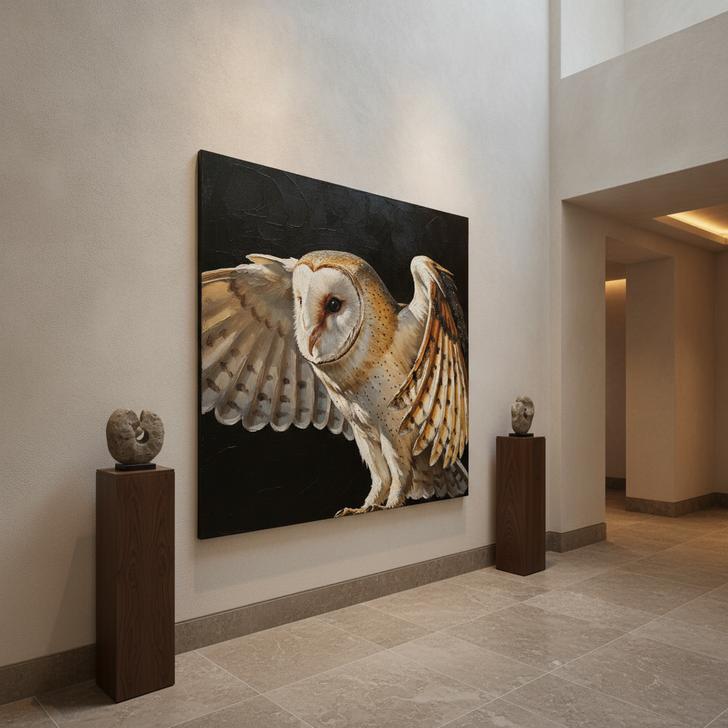 Barn Owl Wings Spread Painting