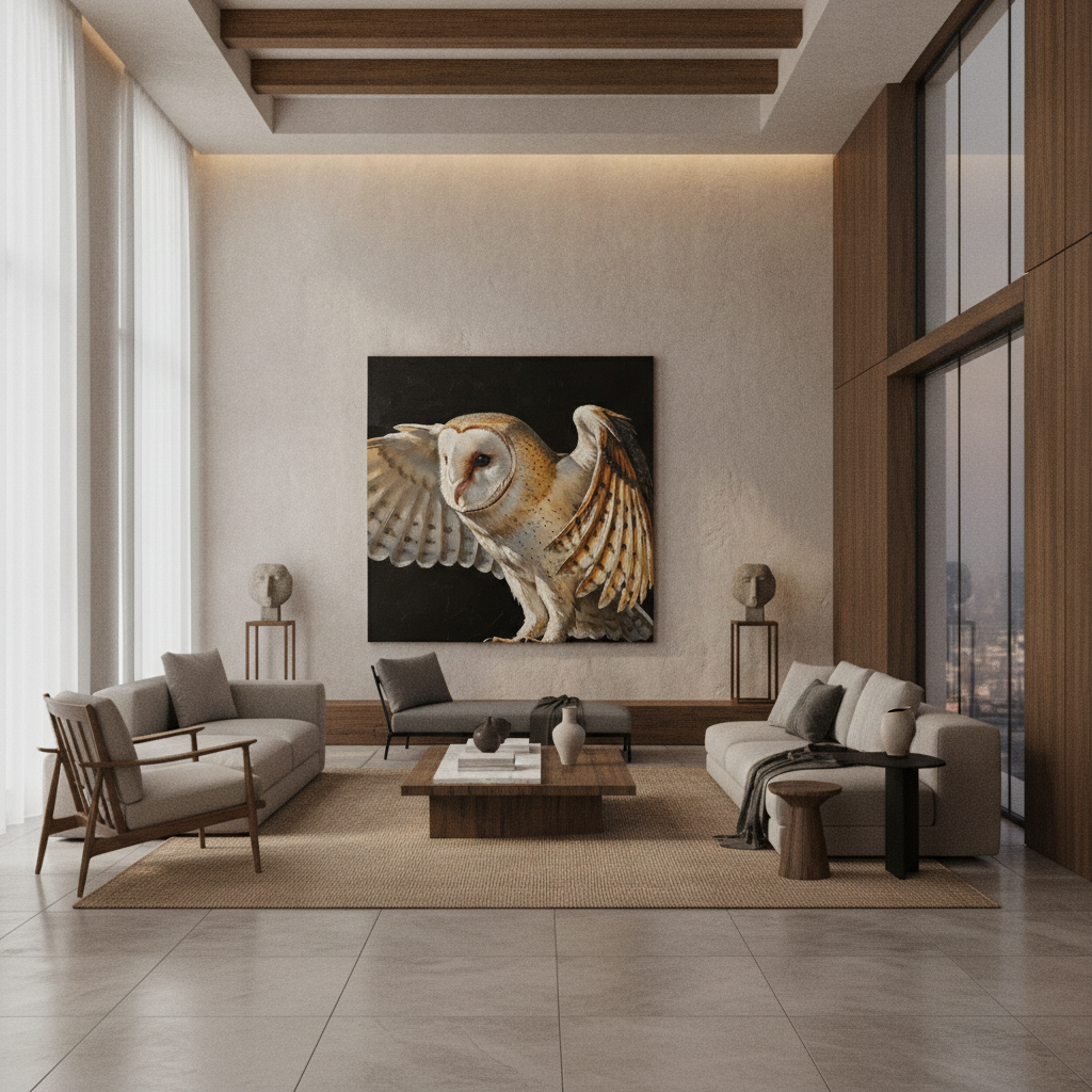 Barn Owl Wings Spread Painting