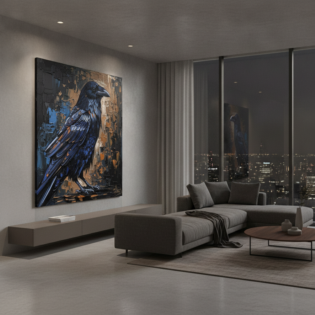 Raven Dark Blue Bird Painting