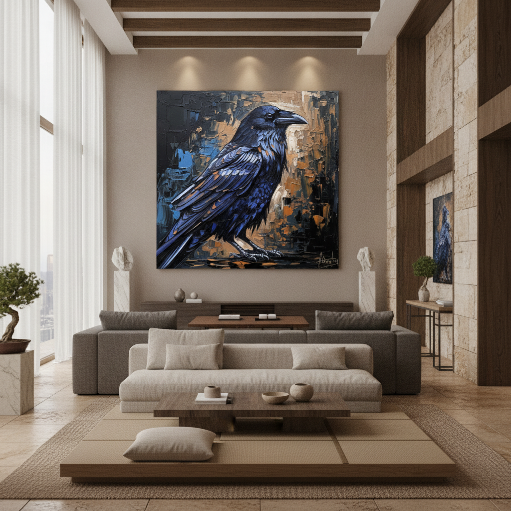 Raven Dark Blue Bird Painting