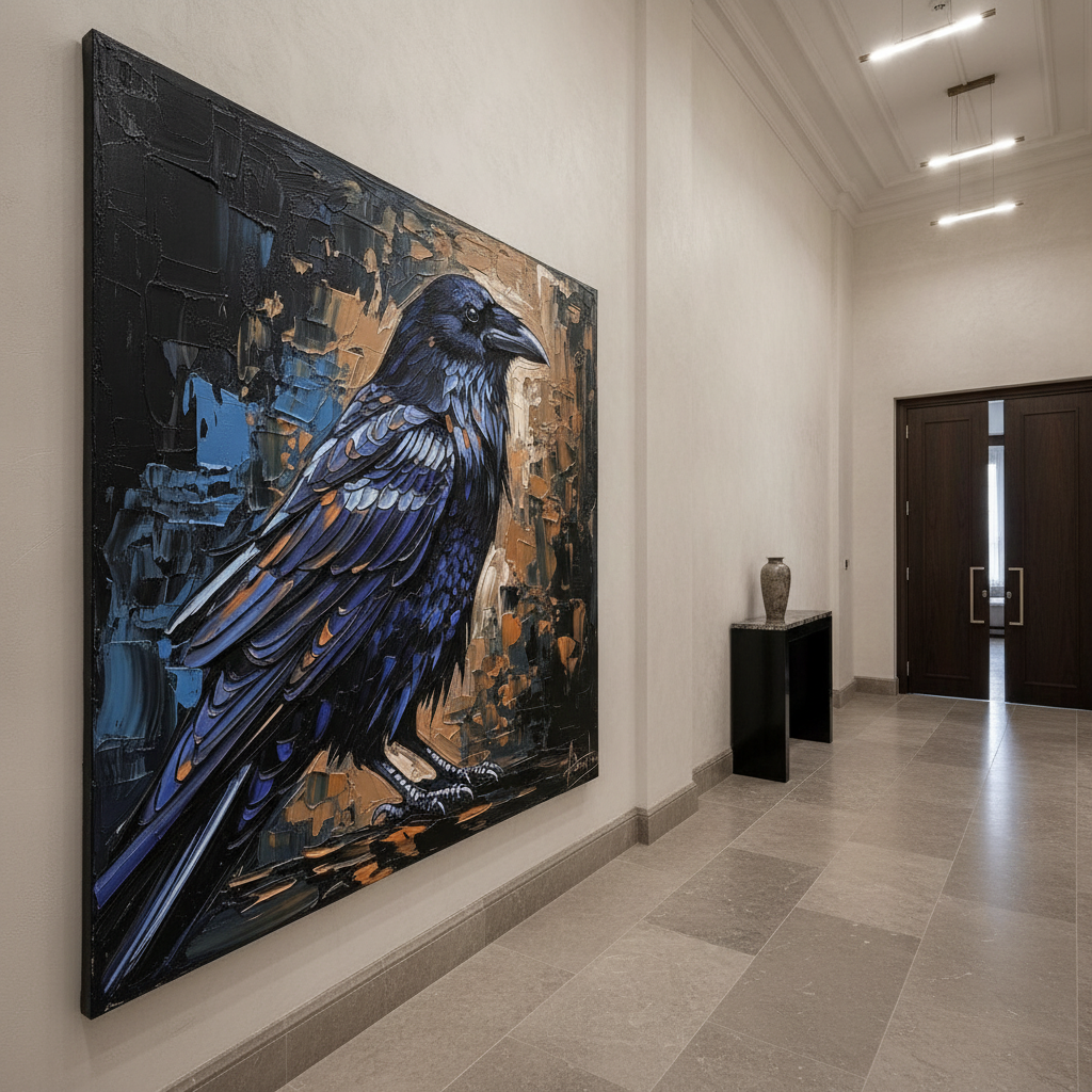 Raven Dark Blue Bird Painting