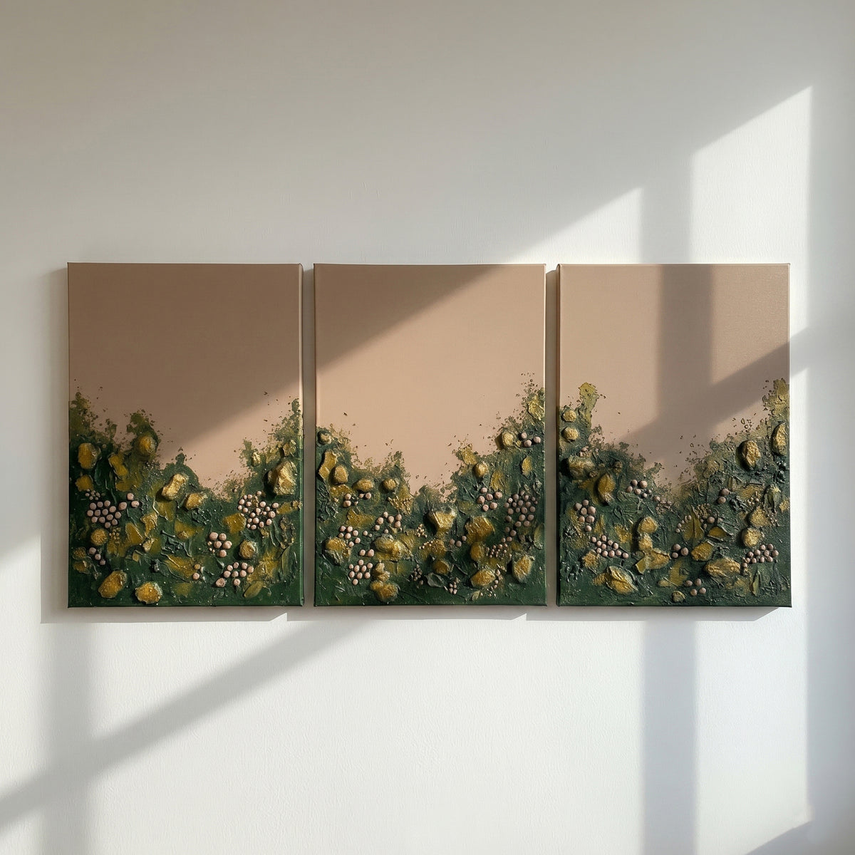 Green Vine Triptych Bold Texture