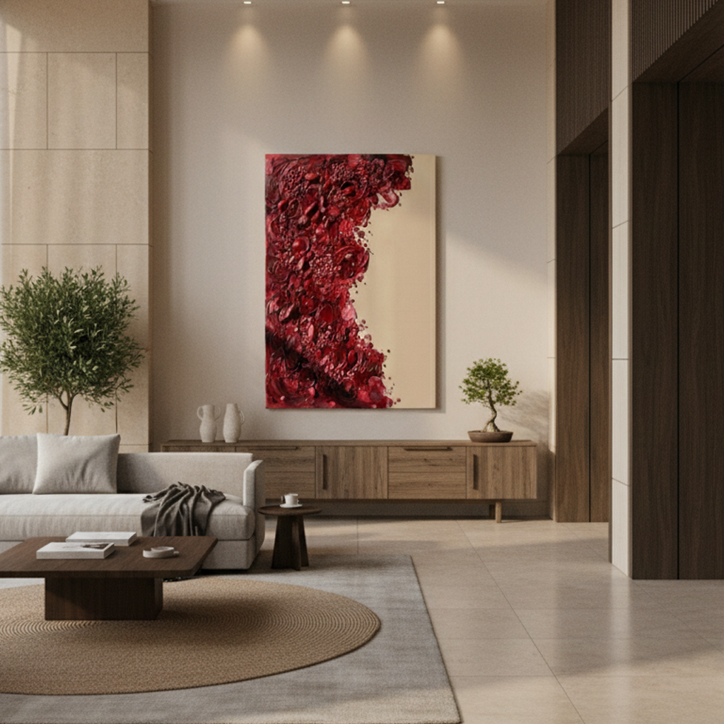 Crimson Red Floral Bold Texture