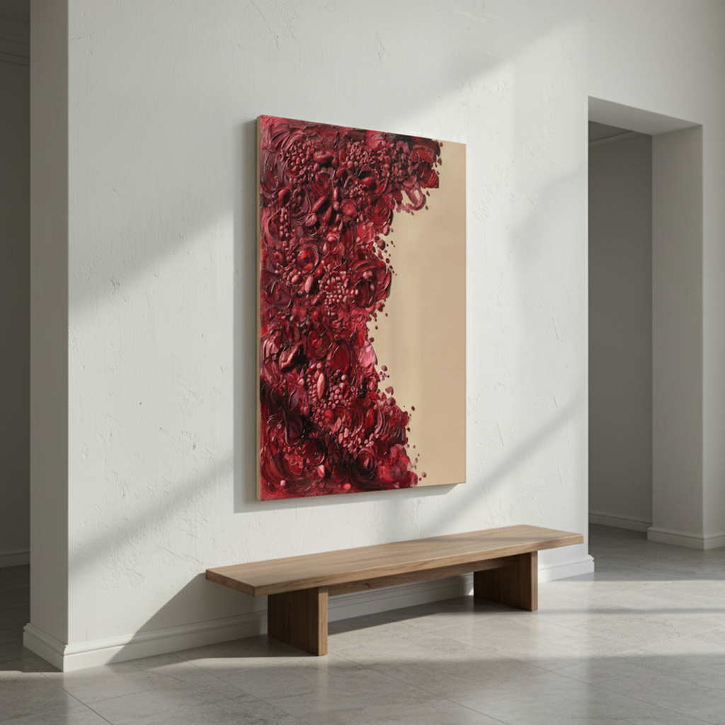 Crimson Red Floral Bold Texture
