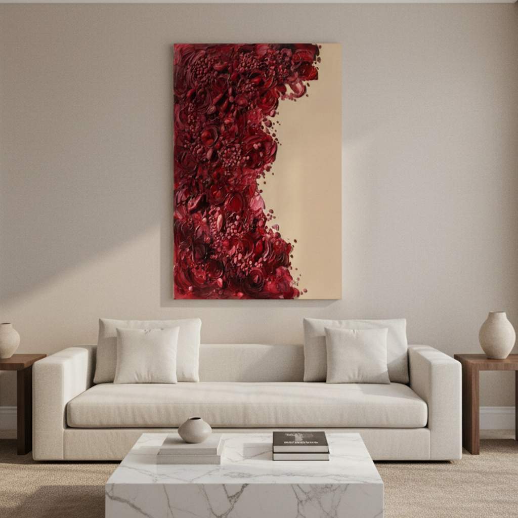 Crimson Red Floral Bold Texture