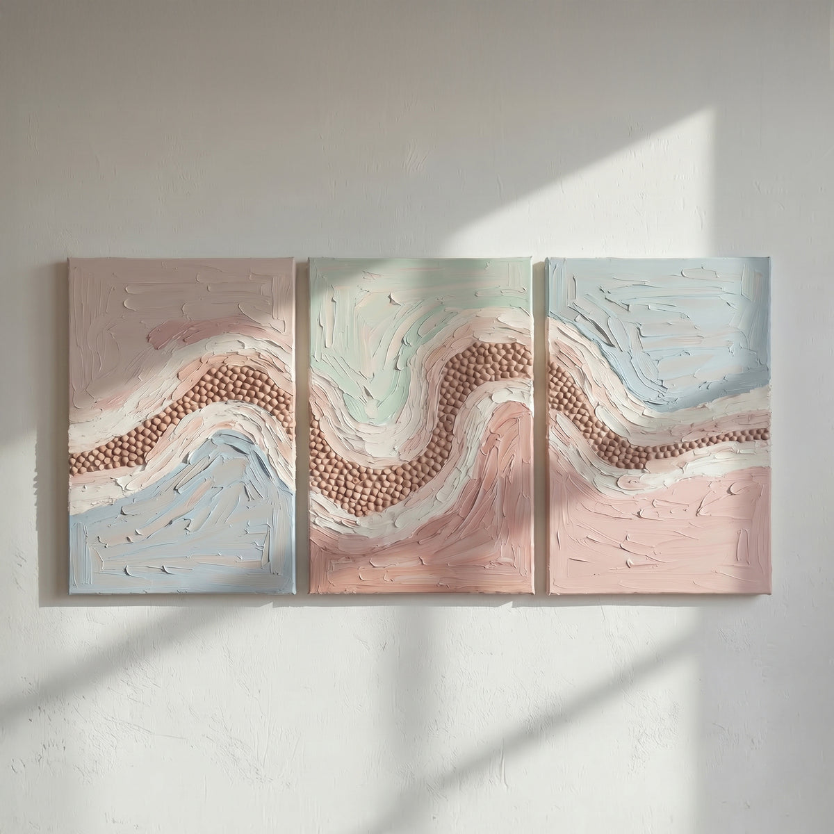 Pastel Wave Triptych Bold Texture