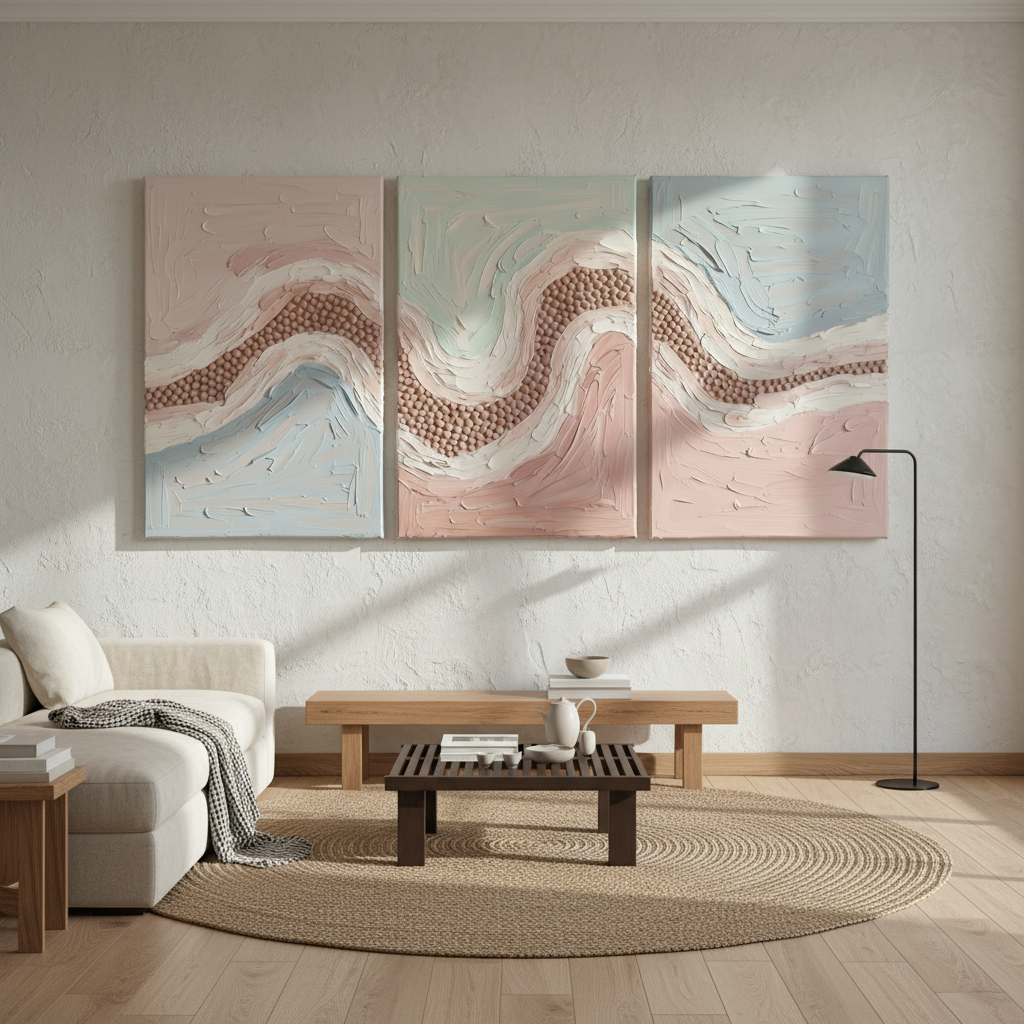 Pastel Wave Triptych Bold Texture