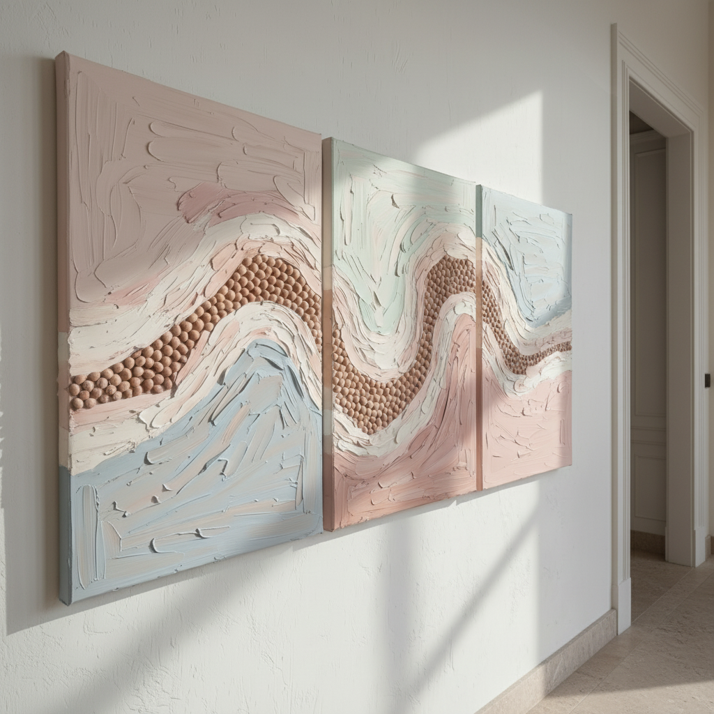 Pastel Wave Triptych Bold Texture