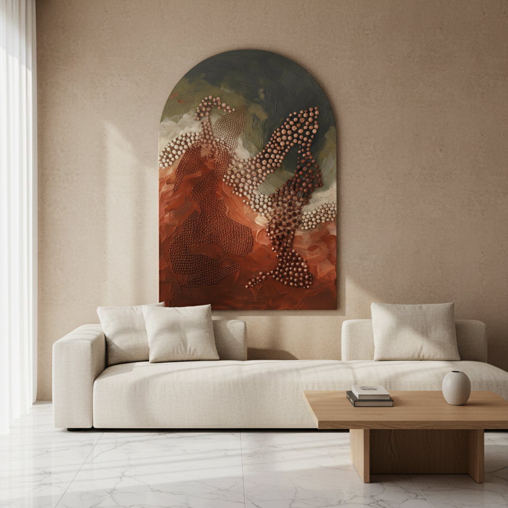 Rust Terracotta Arched Bold Texture