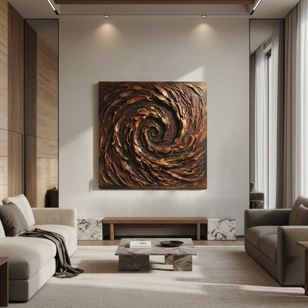 Dark Brown Gold Spiral Bold Texture
