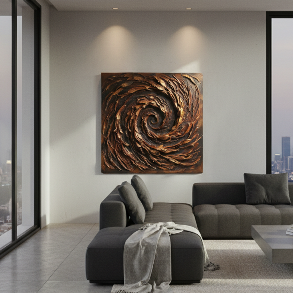 Dark Brown Gold Spiral Bold Texture