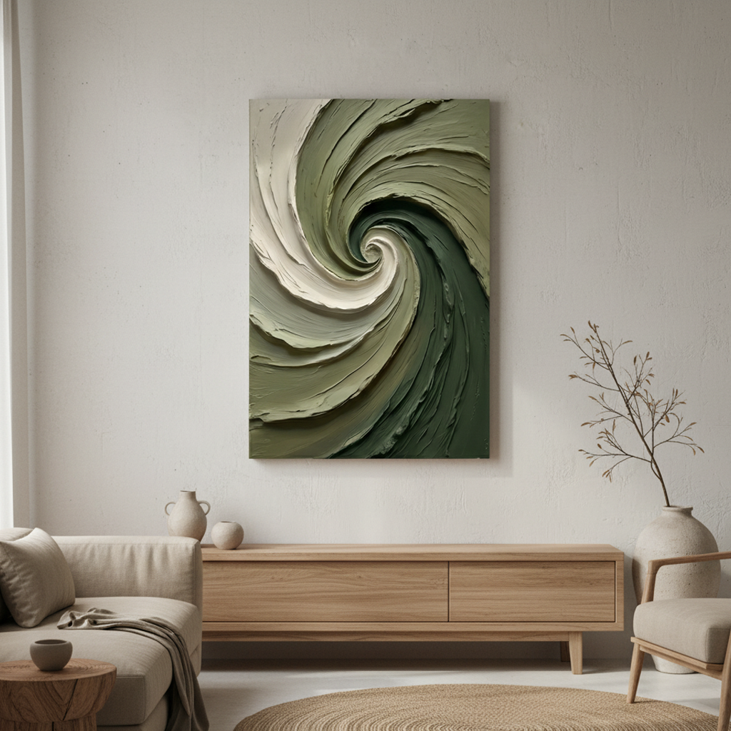 Sage Green Spiral Wave Bold Texture