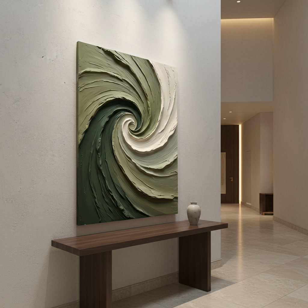 Sage Green Spiral Wave Bold Texture