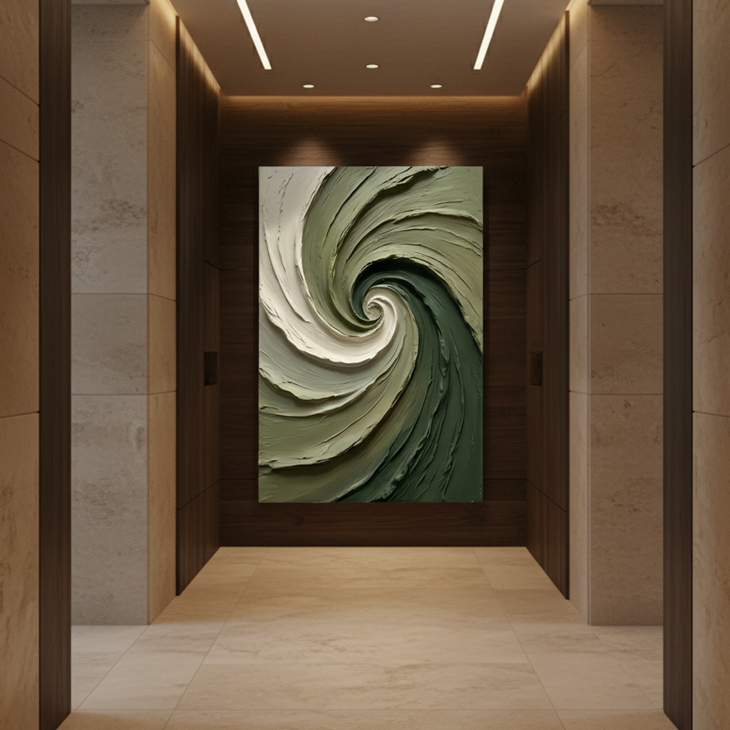 Sage Green Spiral Wave Bold Texture
